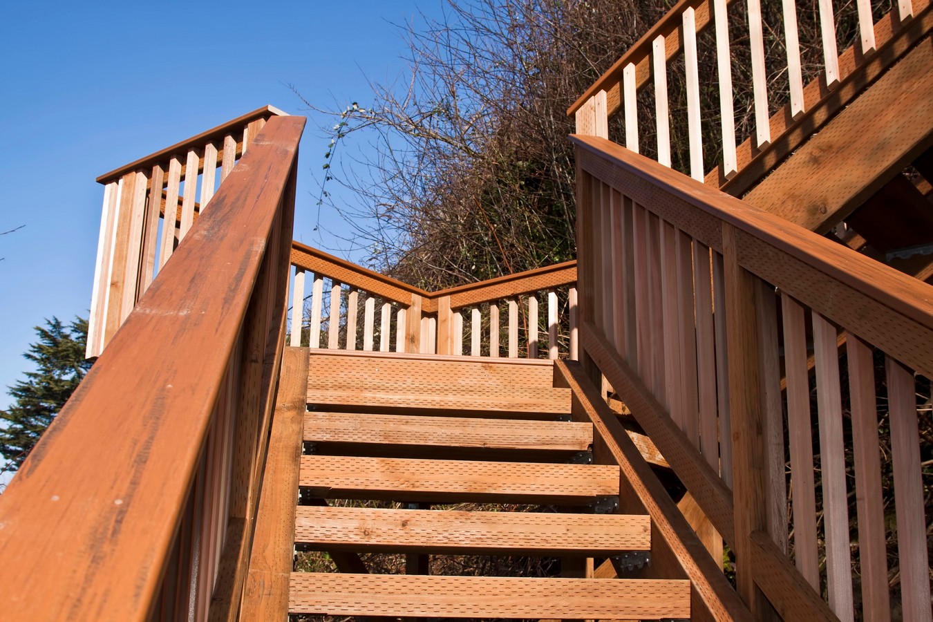 Cedar outdoor stairs with timber balustrade near Elimbah property