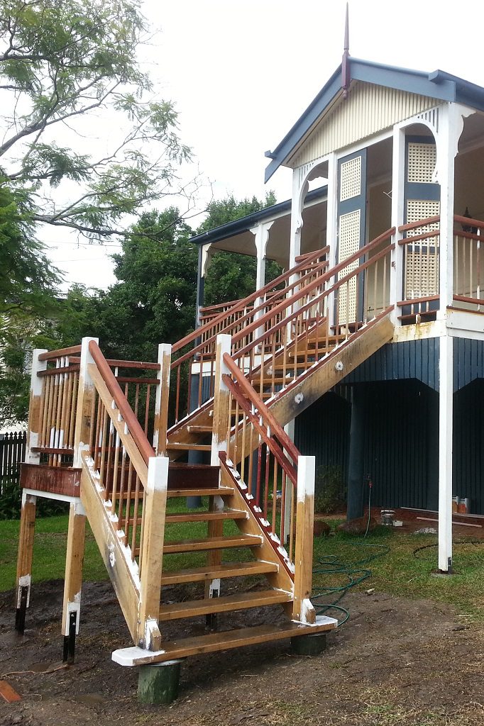External timber staircase during construction near Ningi, Moreton Bay